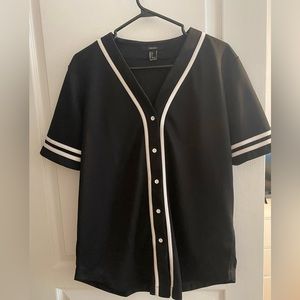 Black and white striped button down shirt